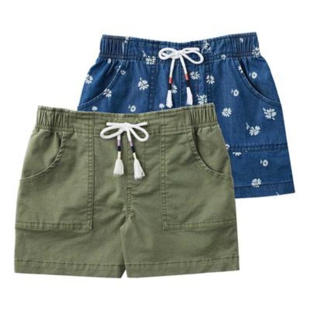 Member's Mark Girls' 2pk Woven Short Stone Tile/Multi Stripe 6/6X and 7/8